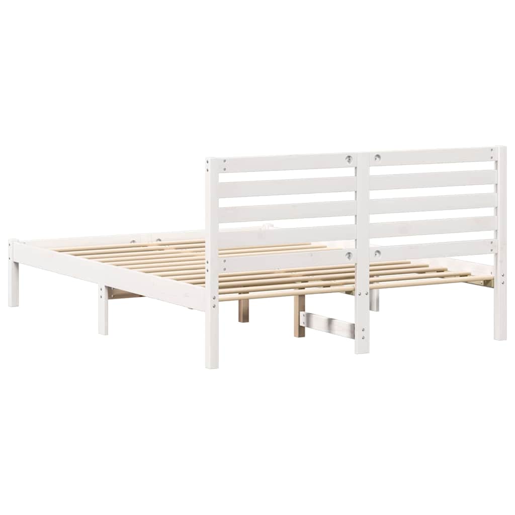 Cadre de lit avec tête de lit en pin massif blanc, 120 × 190 cm - 7