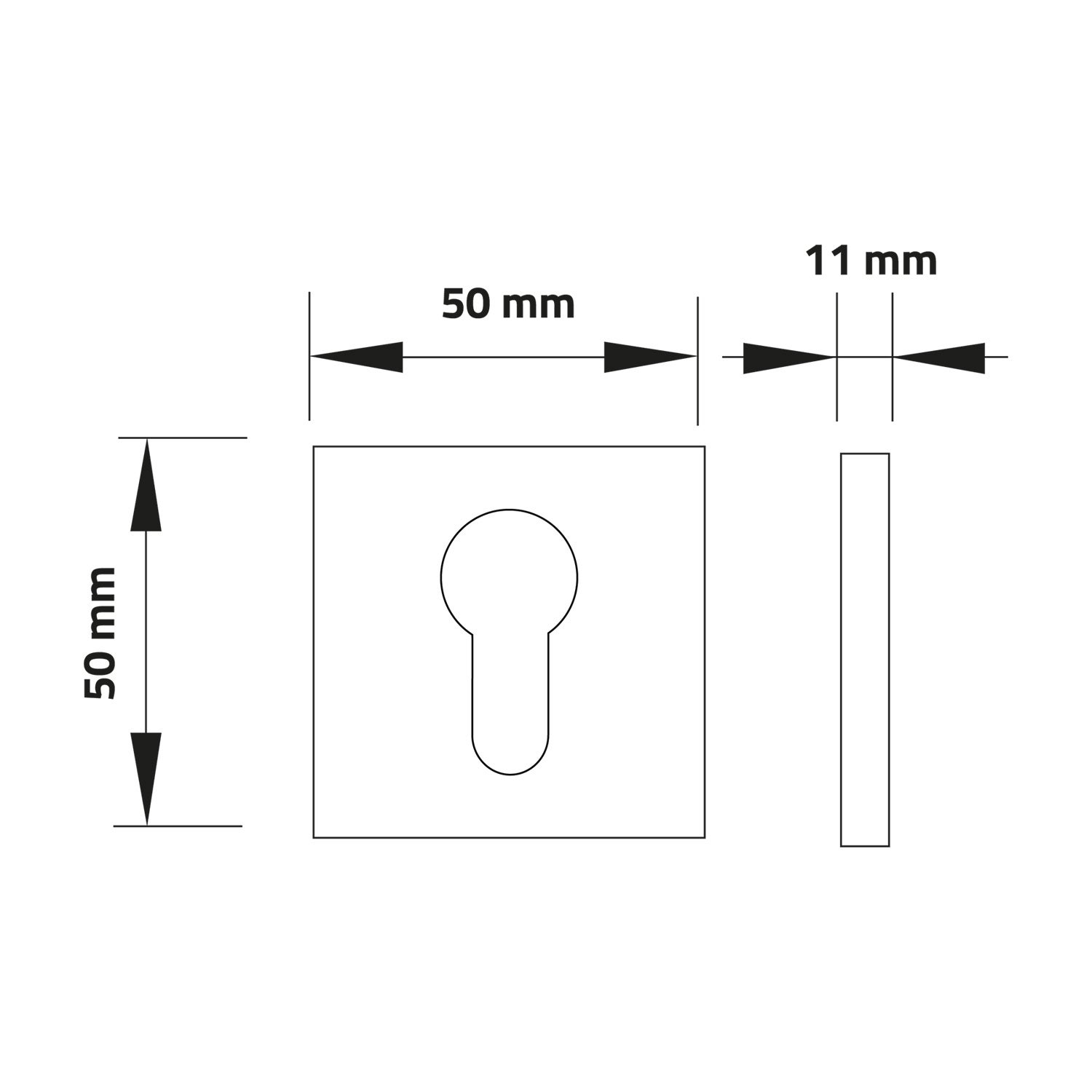 2 rosaces de poignée de porte carrées Mira trou de cylindre, Aluminium nickel mat - 7