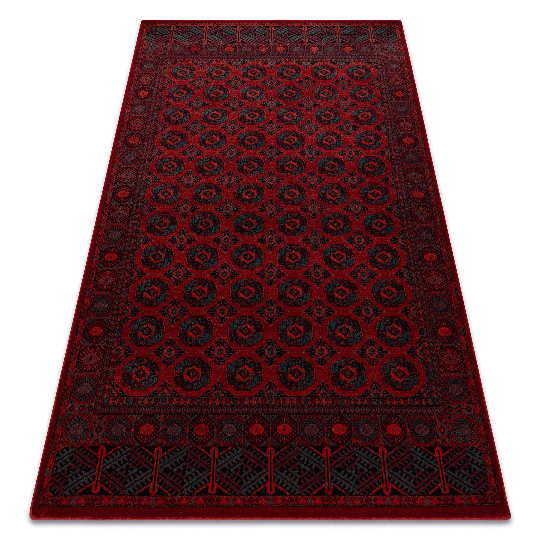 Dywan wełniany OMEGA BUCHARA ramka, koła czerwony 235x350 cm
