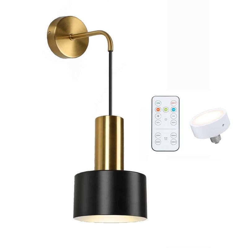 Kinkiet zasilany bateriami, 1 sztuka, z bezprzewodowym pilotem, wyposażony w żarówkę LED, odpowiedni do sypialni, salonów i korytarzy.
