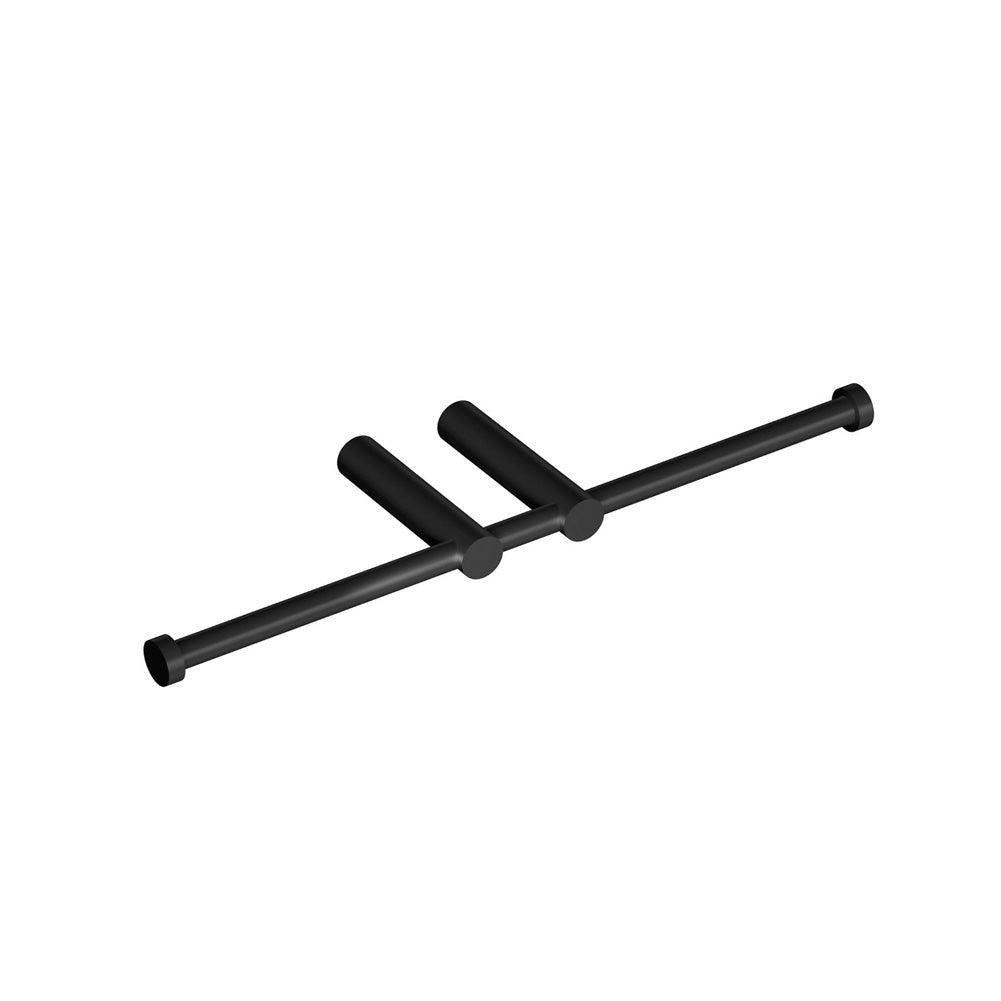 Porte-Serviettes Sur Pied Noir Mat - Support 2 Serviettes En Acier Pour Salle De Bain COSMIC - 5