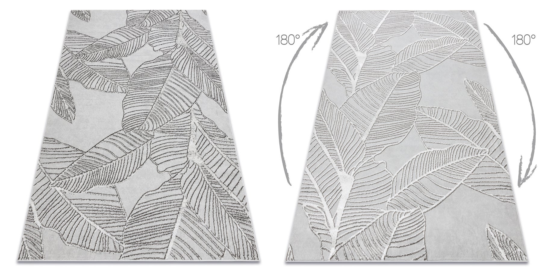 Dywan LIRA E1482 Liście strukturalny, nowoczesny, glamour - szary 140x190 cm - 2