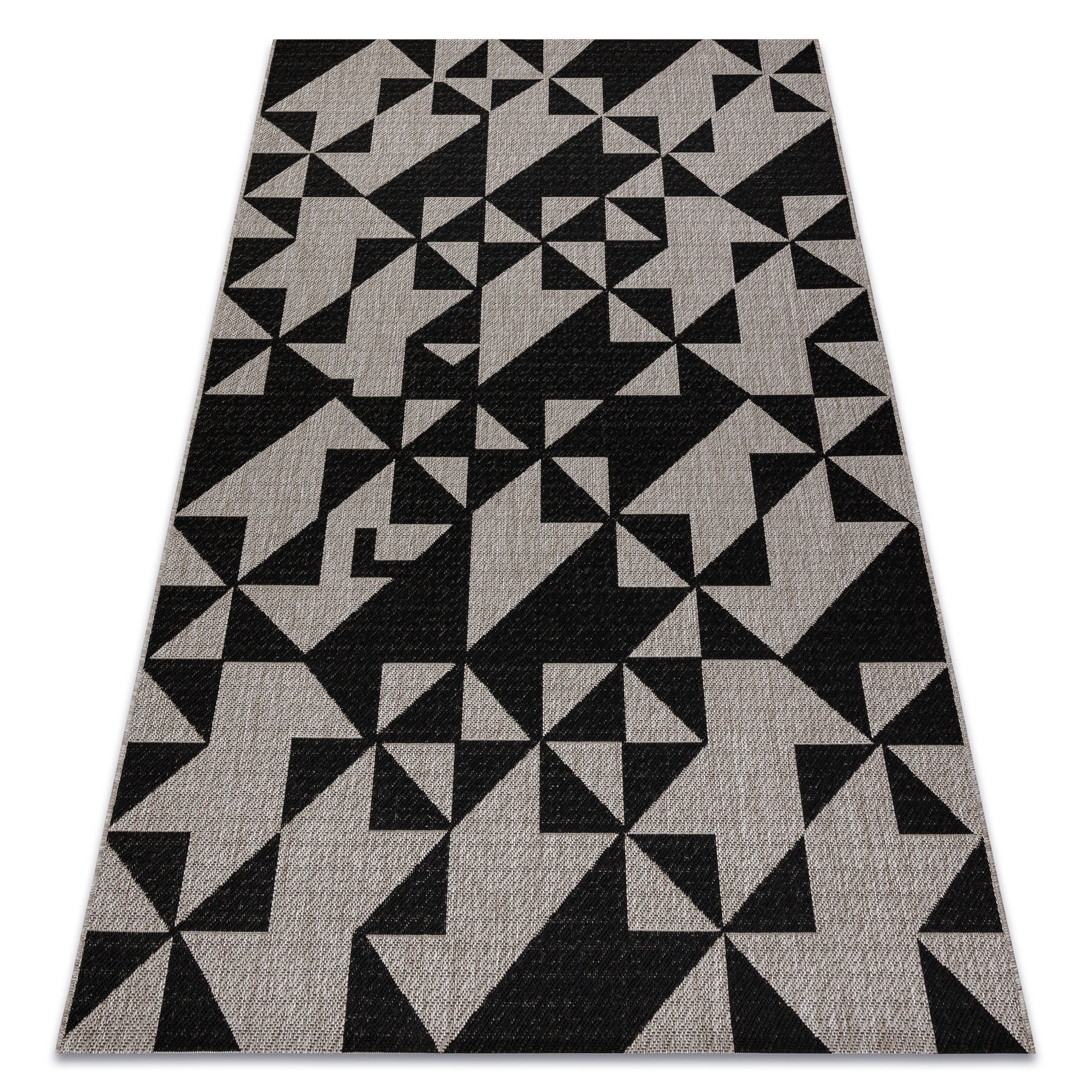 DYWAN SZNURKOWY SIZAL FLOORLUX 20489 silver / black TRÓJKĄTY 200x290 cm
