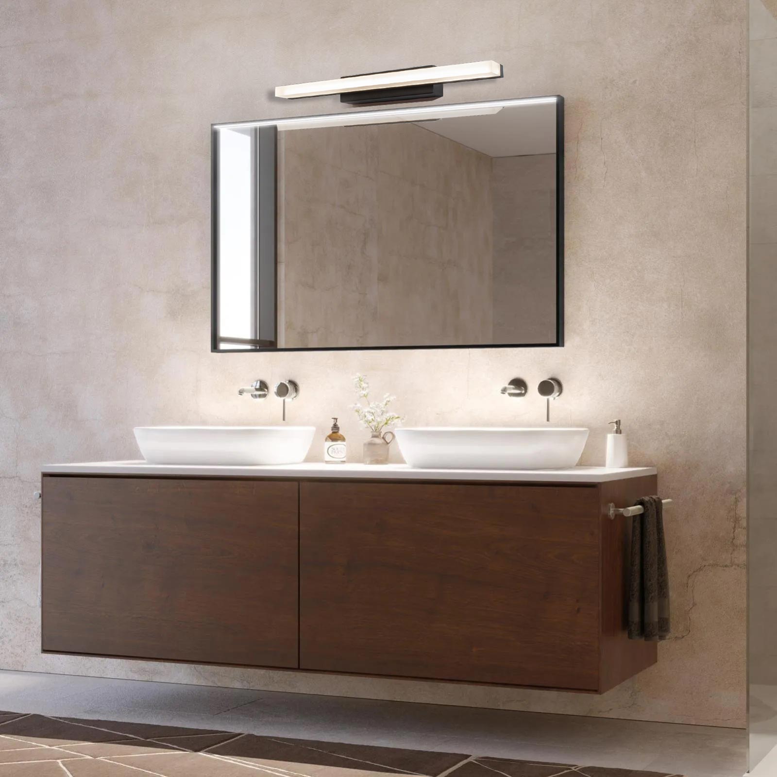 Applique murale LED pour salle de bain IP44 noire 9W, lampe miroir, lumière blanche naturelle 4000K 675 lumens, 40 cm - 2