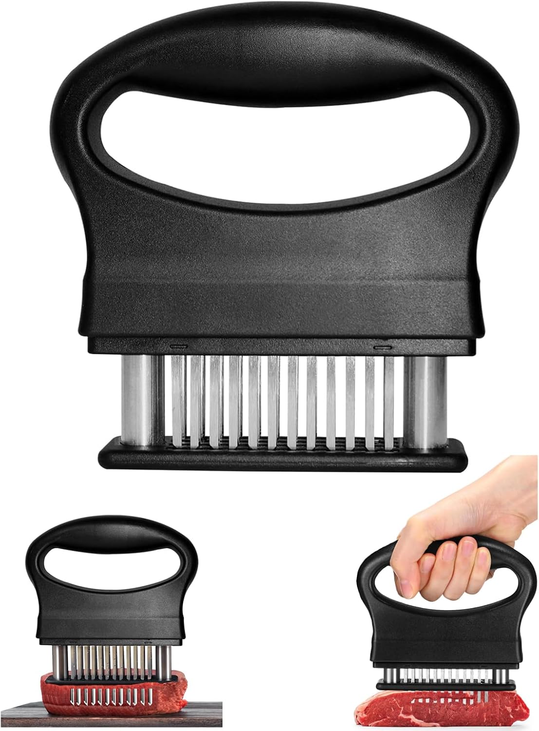 Attendrisseur De Viande INOX 304 - Marteau Viande Double Face Passe Lave-Vaisselle - Outil Cuisine Steak Bœuf Poulet Porc - Garantie 5 Ans