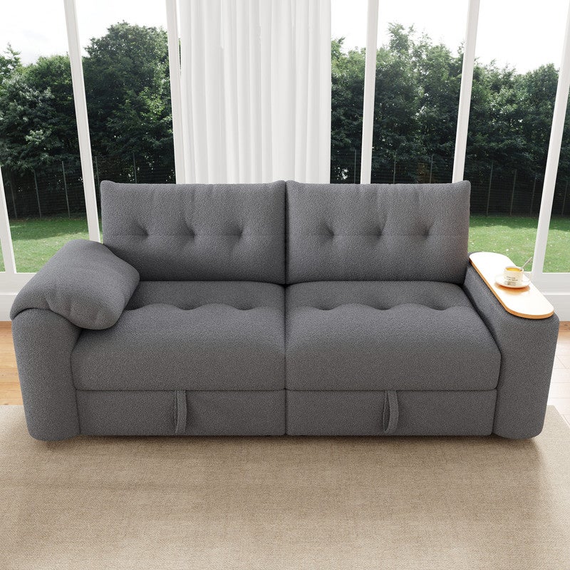 Canapé Modulaire 3 Places avec Rangement Intégré, Canapé d'Appoint avec Table Amovible - 207.5 x 80 x 87 cm - Gris - 3