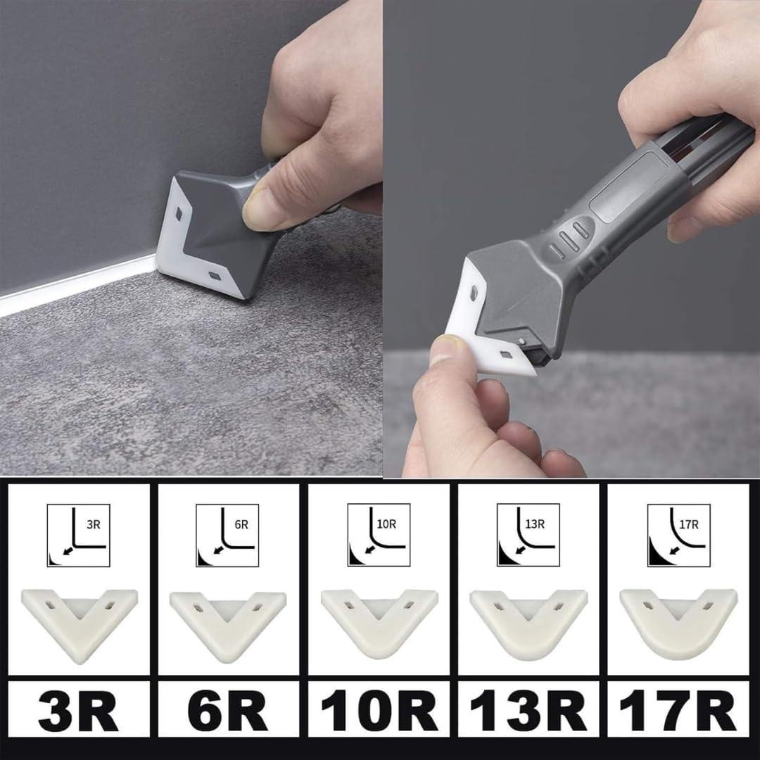 Outil 3 en 1 pour enlever les joints en silicone - Grattoir multi-pointes et grattoir pour joints, coulis, résine, acrylique - 5 têtes interchangeable - 5