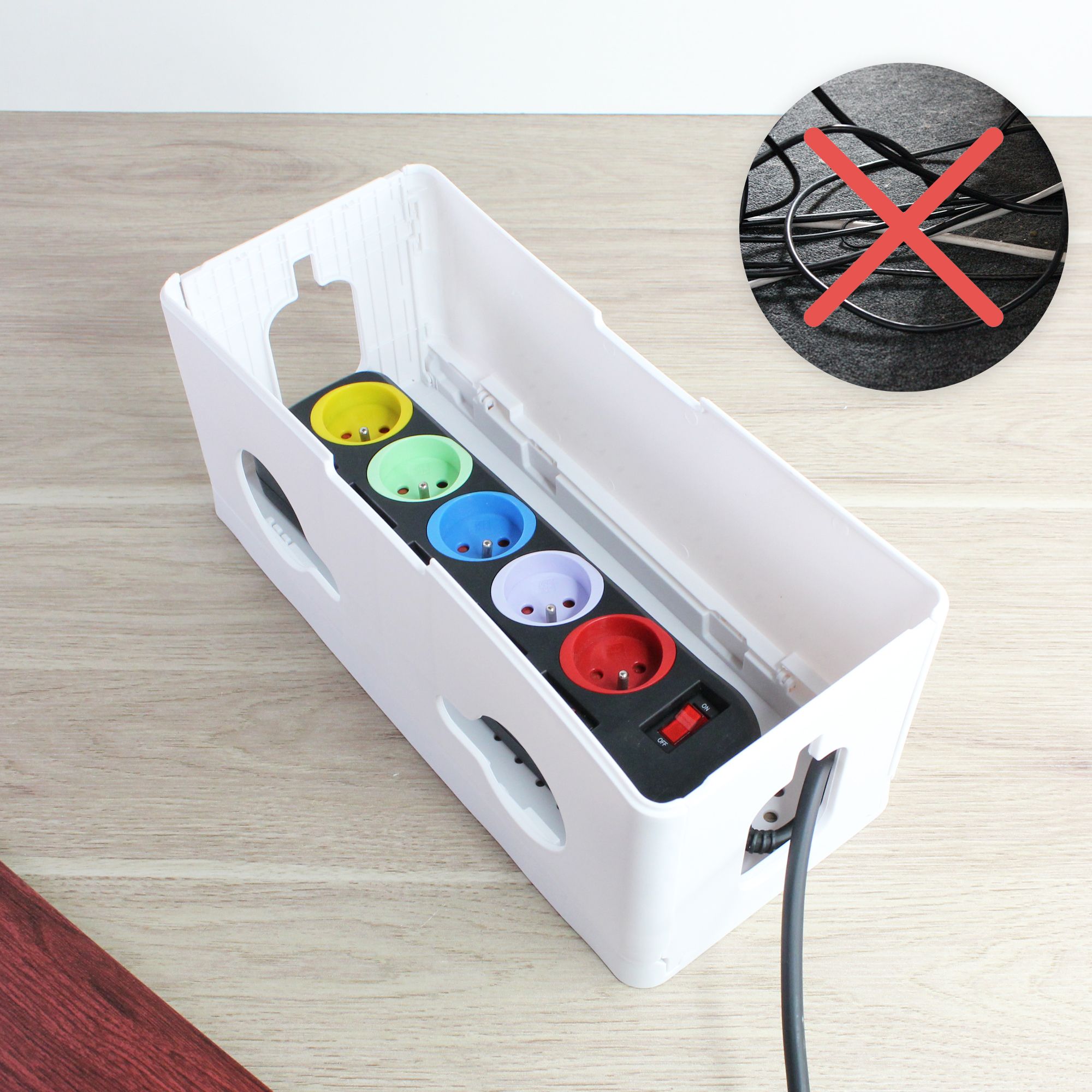 Boîte De Rangement MotiveTech Pour Câbles Et Multiprise - Cache Les Fils, Protège Enfants Et Animaux