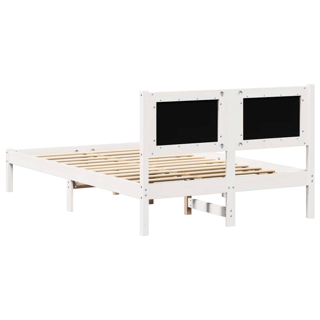 Cadre de lit gris clair, pin massif, pour la chambre, 135 × 190 cm - 7