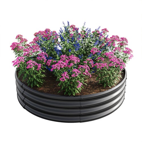 Jardinière surélevée galvanisée, jardinière surélevée ronde gratuite pour le jardinage de légumes, de fruits, de fleurs, argent - 6