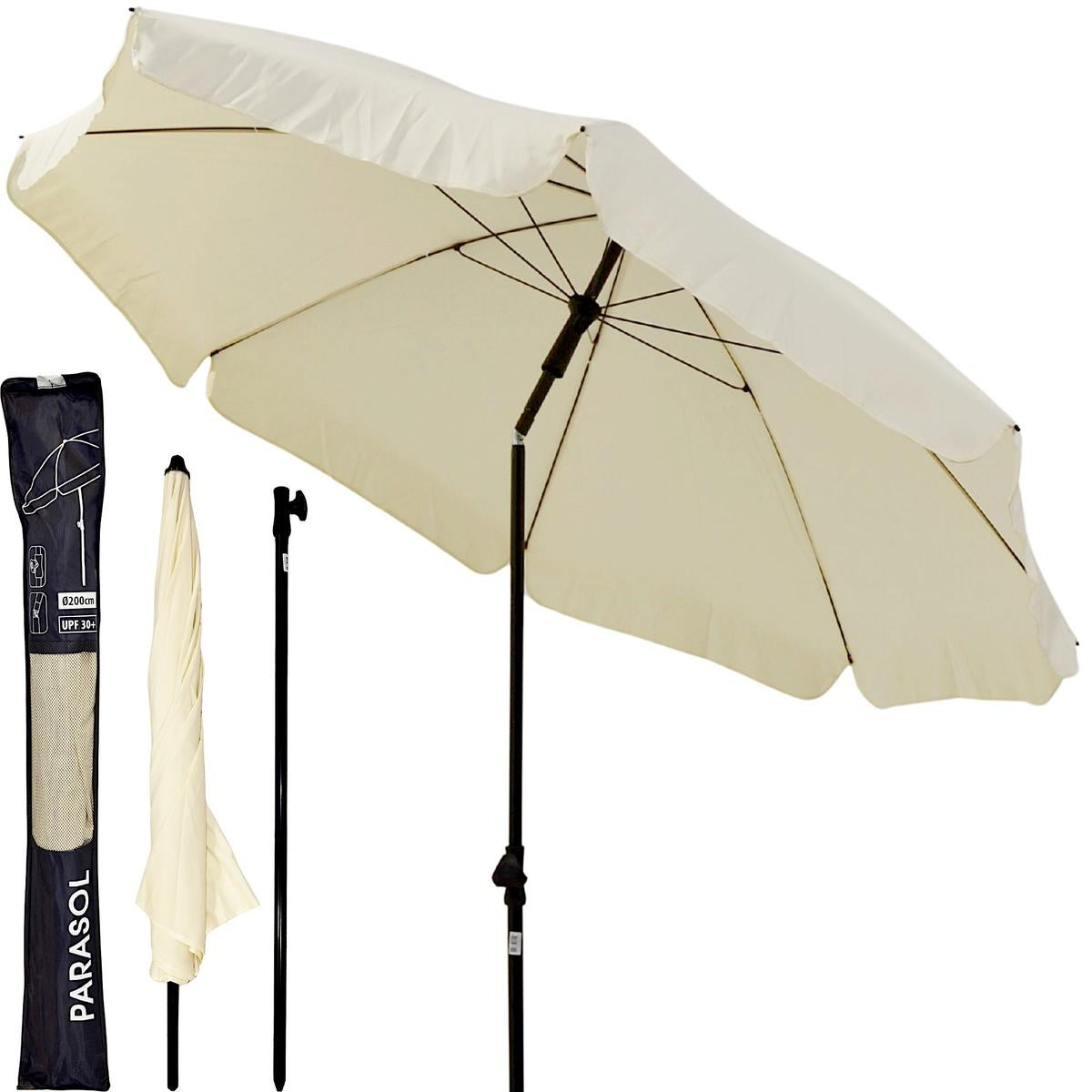 Parasol ogrodowy ProGarden 185 cm, 8 ramienny, regulacja kąta nachylenia, ochrona UPF 30+, kremowy