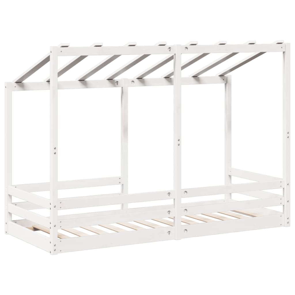 Lit pour enfants avec toit blanc 75x190 cm bois massif de pin - 6