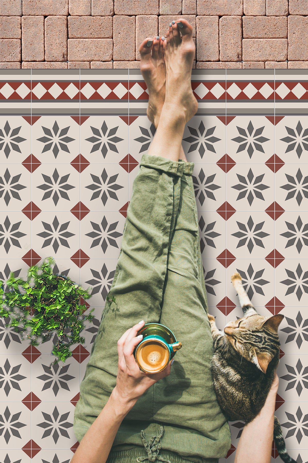 Tapis antidérapant en vinyle Jolie 133x200 cm - PVC imprimé, lavable, ignifuge, pour le salon ou la cuisine, style hydraulique - 5