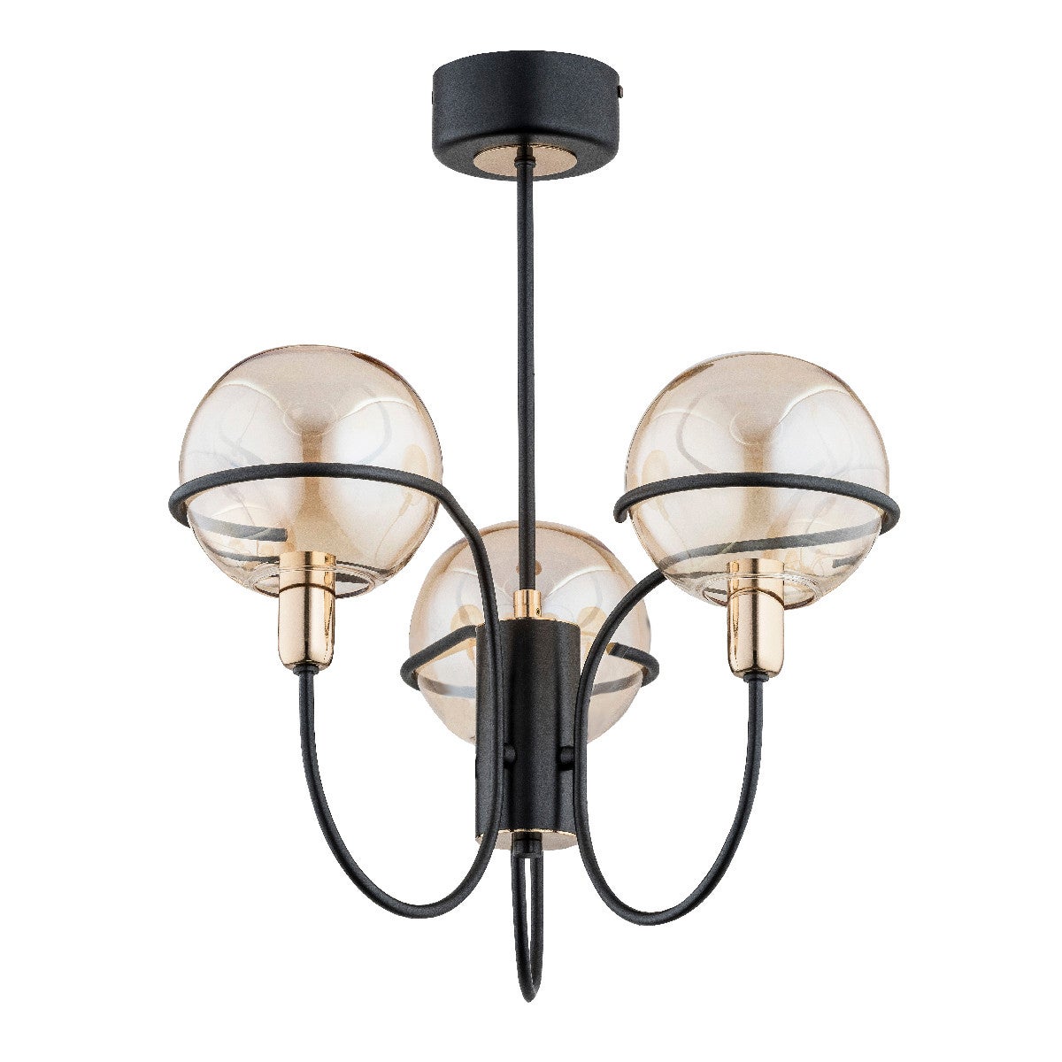 Lampa wisząca Petra czarno-bursztynowy-złota 3xE14x10W nowoczesna wym: 52 x 58 x 58 cm metal Alfa
