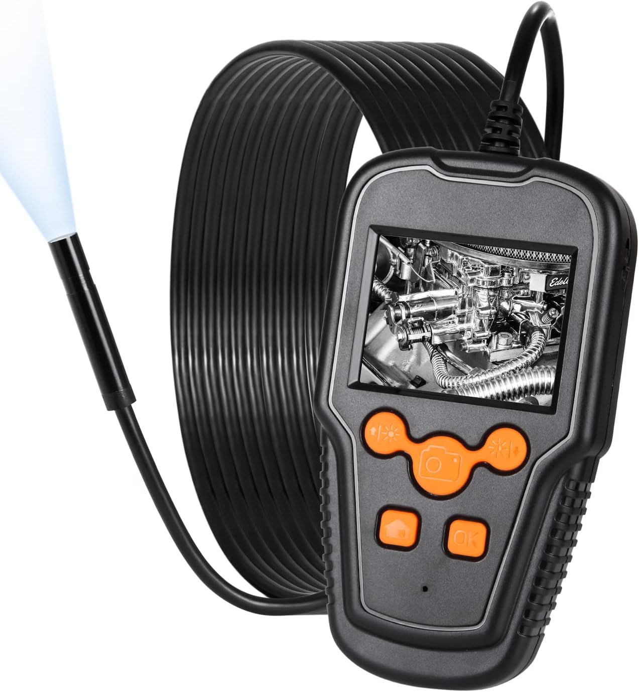 Przemysłowy endoskop, kamera endoskopowa HD 1080P, kamera inspekcyjna do rur 2,4 cala, z 8 diodami LED, wodoodporna kamera IP68, bateria 26
