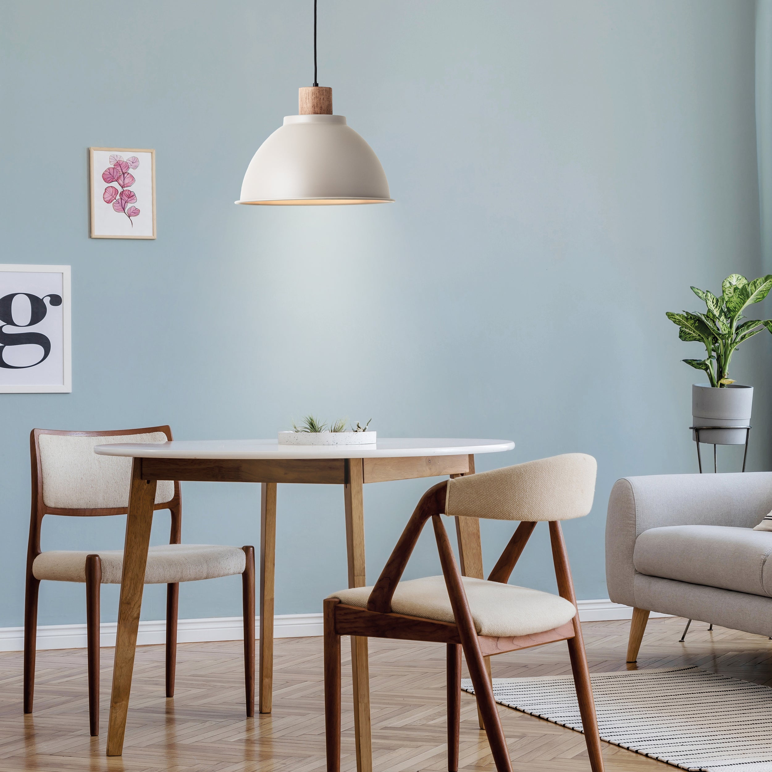 Brilliant Lampa wisząca Erena 38cm taupe metal/drewno 1x A60, E27, 60 W, odpowiednia do zwykłej żarówki (brak w zestawie) - 5