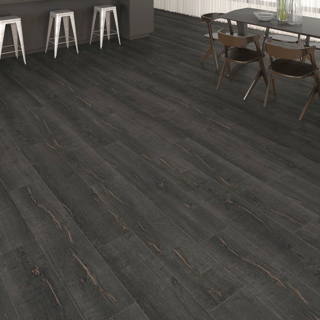 Sol stratifié Master Chêne Metallic noir AQUA 19,3*128,2 cm - Réflex Boutique