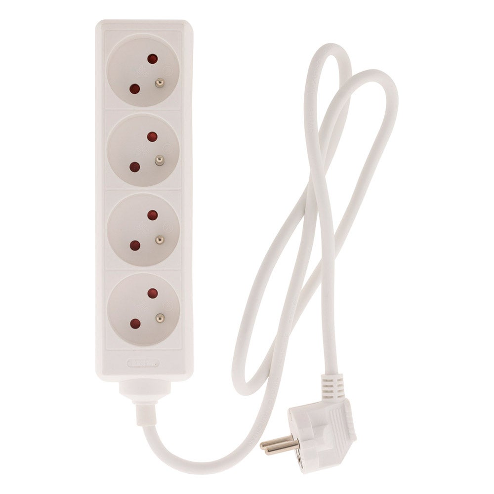 Bloc multiprise 4 prises 2P+T 16A blanc - Zenitech - 5