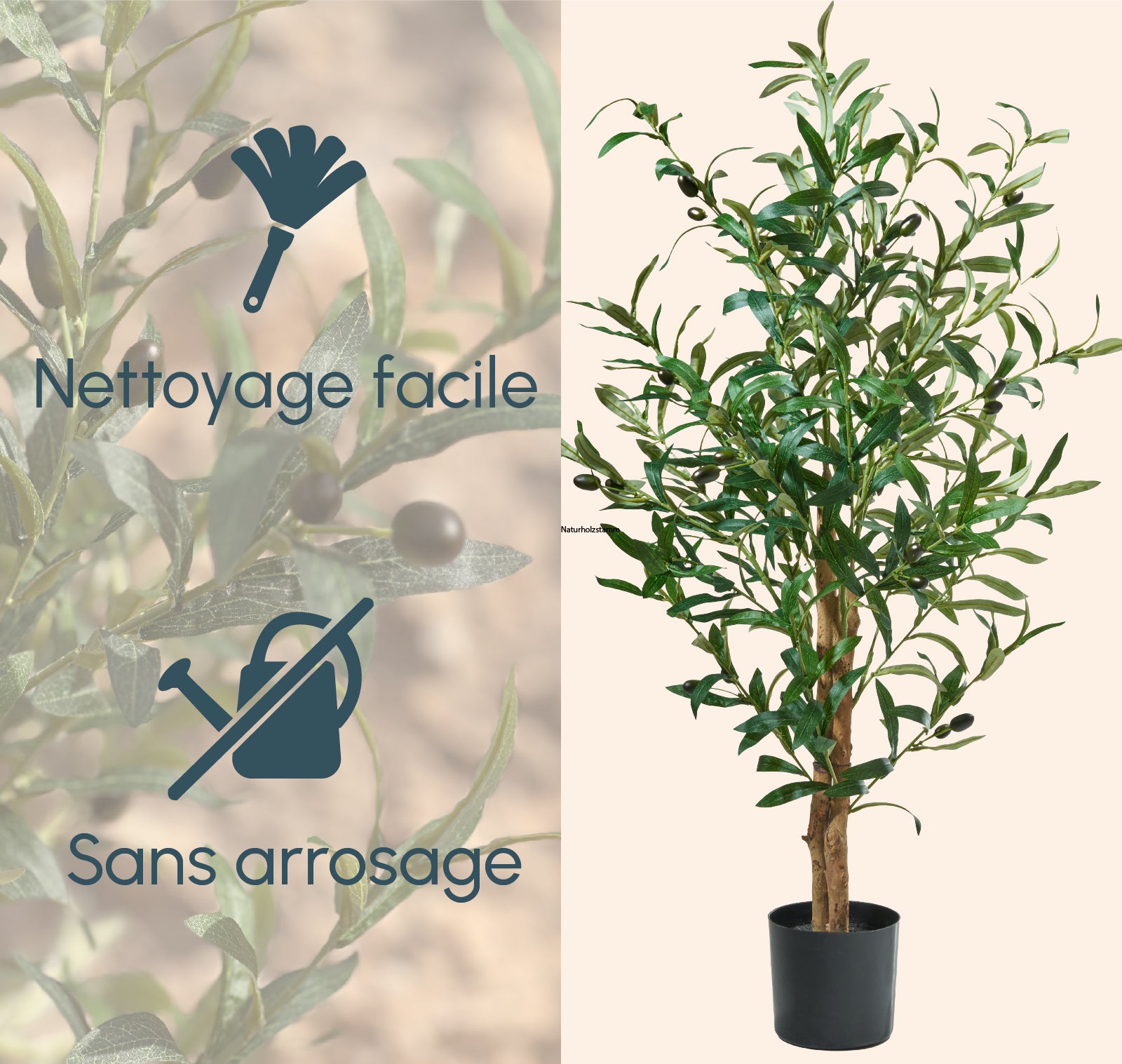 Olivier artificiel 100 cm, Plante décorative avec Feuilles et Olives réalistes pour salon, chambre ou bureau - 9