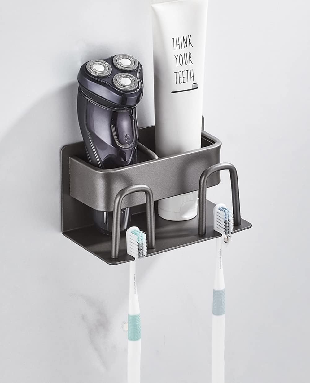 LEVERLOC Soporte Para Cepillos De Dientes Y Jabonera Con Ventosa Para Montar En La Pared, Sin Taladros, Para Baño, Ducha, Extraíble, Impermeable, Resistente, Autodrenante, Soporte Para Vajilla Para