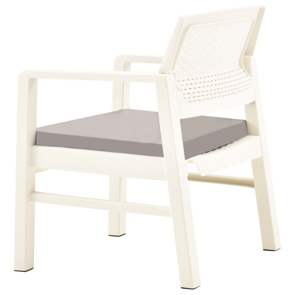Salon de jardin 3 pcs Plastique Blanc 2 - 5