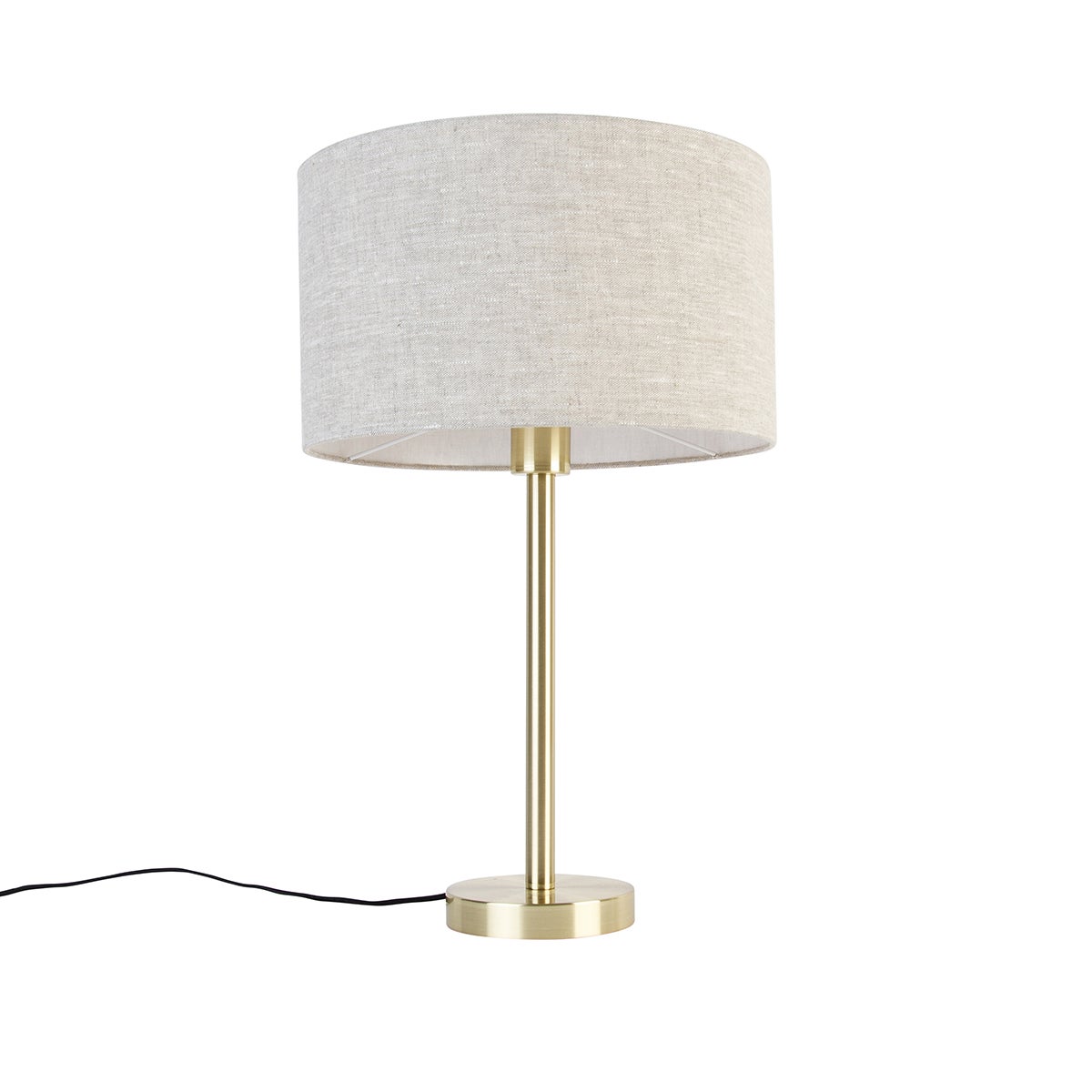 Klasyczna lampa stołowa mosiężna z&amp;nbsp;kloszem w kolorze jasnoszarym 35 cm - Simplo