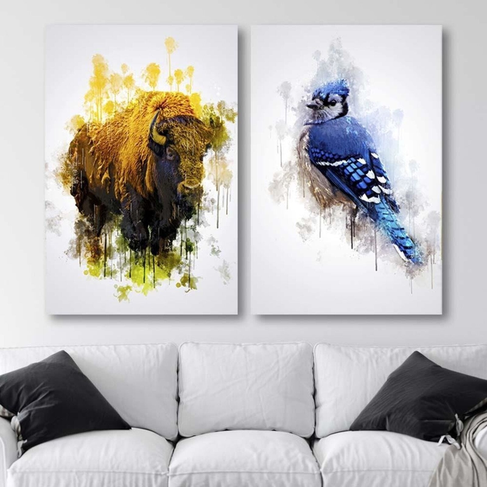 Tableau oiseau bleu bois - 40 x 60 cm - 4