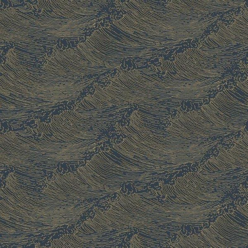 Papel pintado diseño de líneas onduladas en 3d azul agrisado - 53 cm x 10.05 m - borastapeter