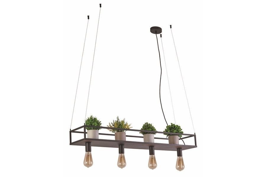 Lampa wisząca Fiore czarna 4xE27x40W z półką wym: 120 x 100 x 23 cm metal Reality