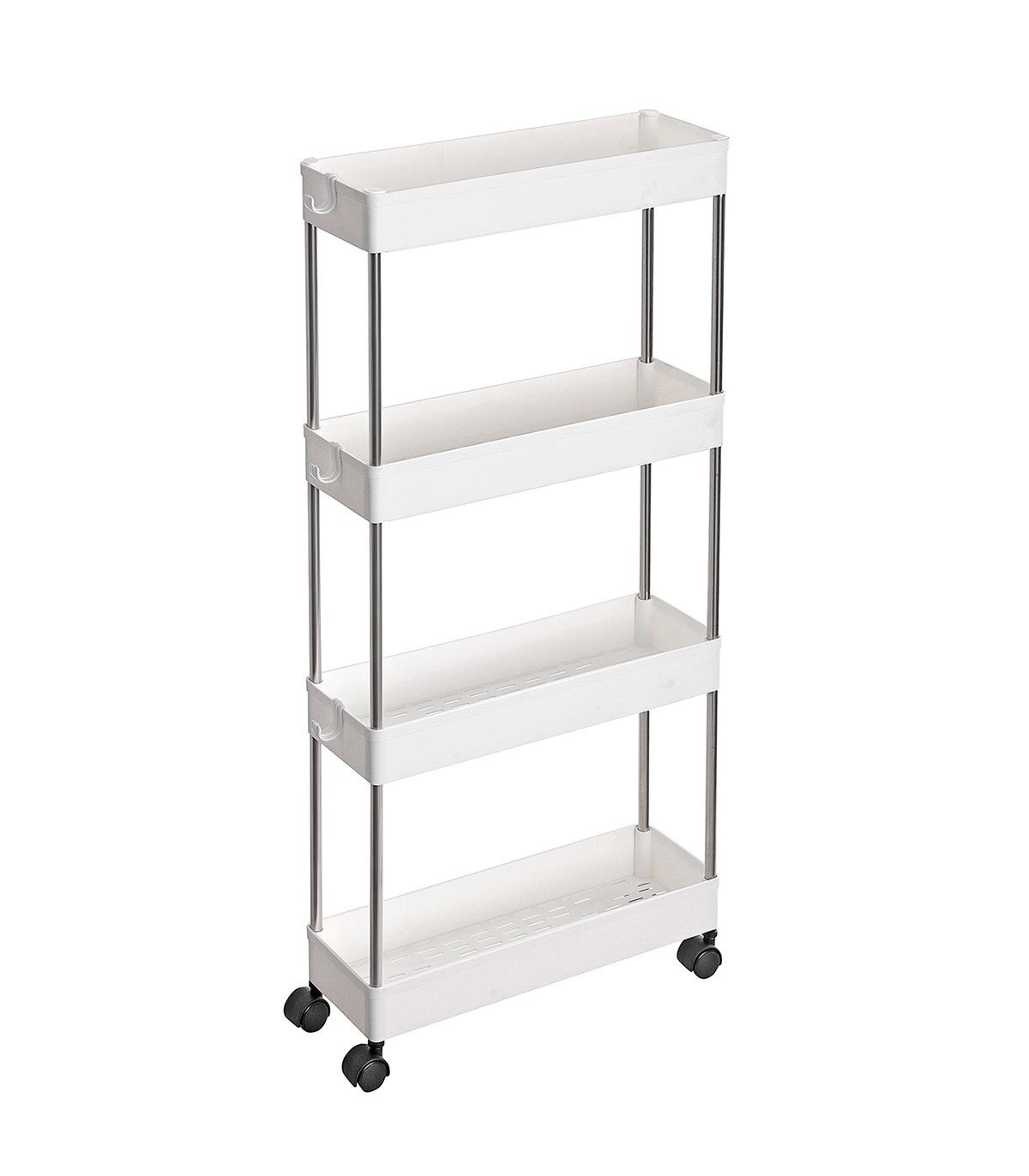 Desserte à roulettes, Chariot de Rangement, Étagère Roulante, 4 Niveaux, Gain de Place, pour Salle de Bain, Cuisine, Bureau, 40 x 13,5 x 86 cm, Blanc - 6