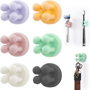Portaspazzolino Autoadesivo In Silicone – 6 Pezzi – Gancio Multiuso Per Bagno E Cucina – Impermeabile E Antiruggine