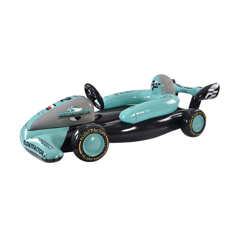 Bouée gonflable Formule 1 turquoise (L 220 x l 104 x H 70 cm) – Voiture de course avec volant pour piscine et plage (adultes et enfants) - 4