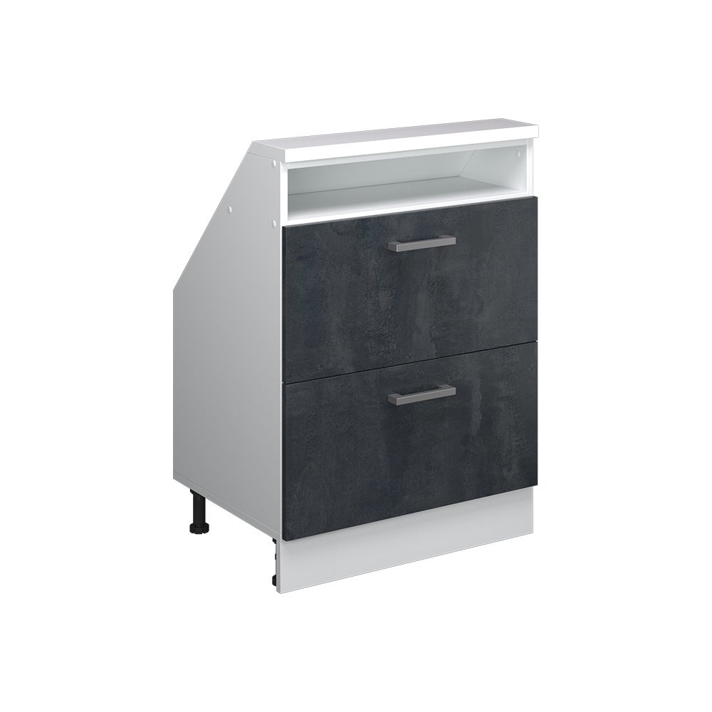 Vicco Szafka kuchenna na dach skośny R-Line, Czarny beton, 60 cm z 2 szufladami