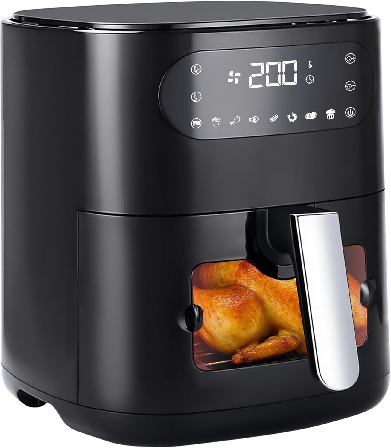 Frytkownica beztłuszczowa Nettlife AirFryer, pojemność 6 l, 7 zaprogramowanych menu i funkcji, 1500 W (czarna)