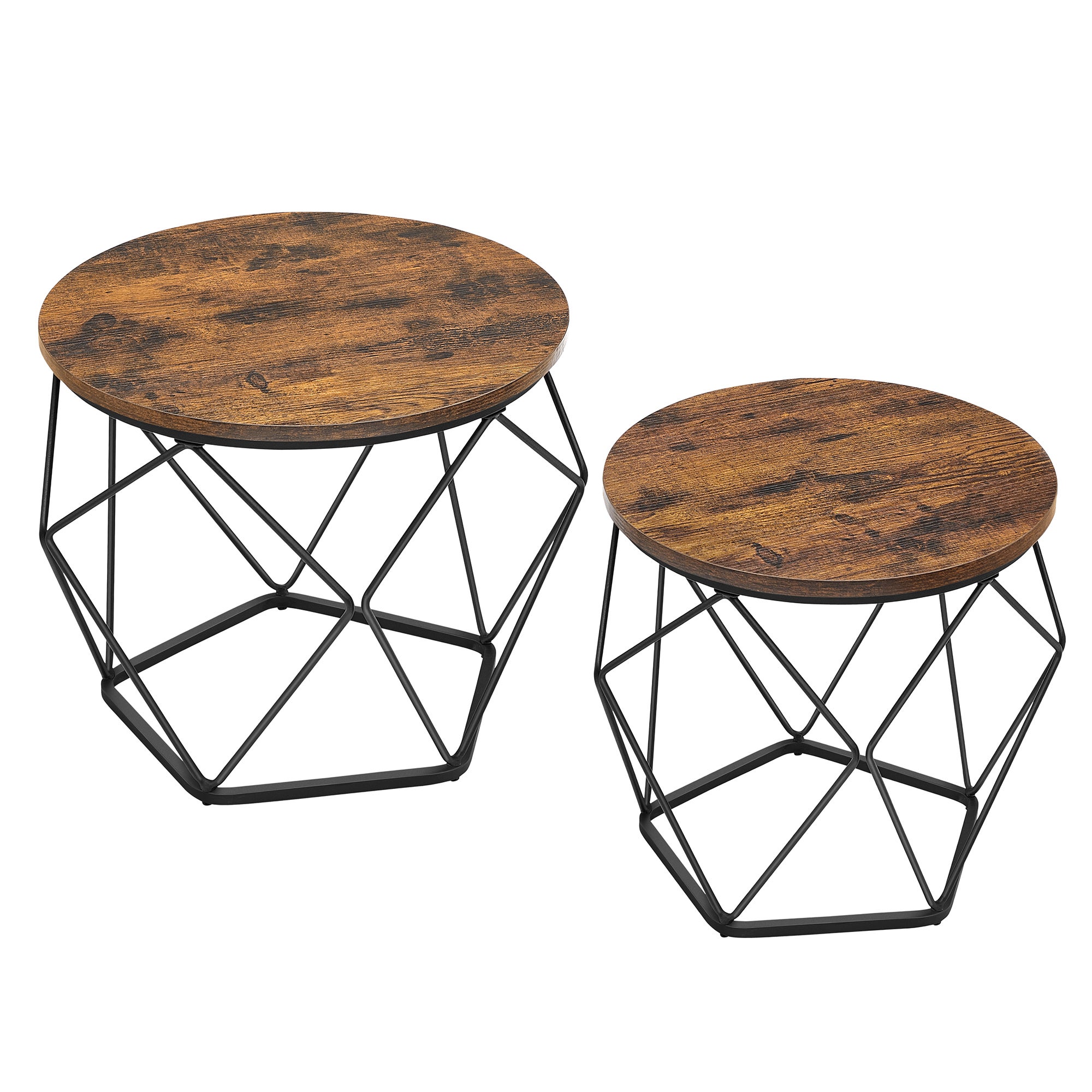 Table Basse Ronde, Lot de 2, Table d'Appoint, Bout de Canapé, Style