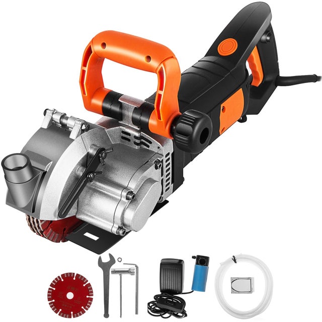 Rainureuse Murale Électrique SucceBuy 2500 W Disque 133 mm Profondeur 41 mm 6400 tr/min Coupe Murale avec Pompe à Eau 5 Lames