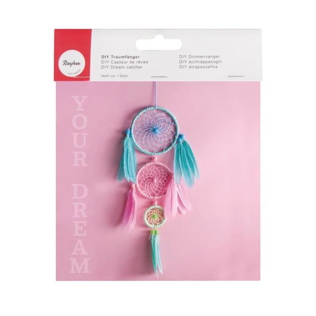Kit DIY Attrape-rêves pastel (bleu et rose) - Rayher