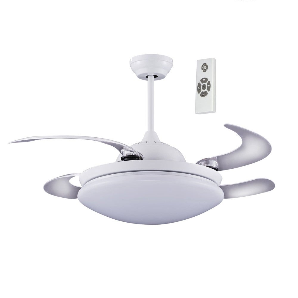 Wentylator sufitowy LED light 36W Twin nowoczesny biały ze składanymi łopatkami i pilotem ø112cm
