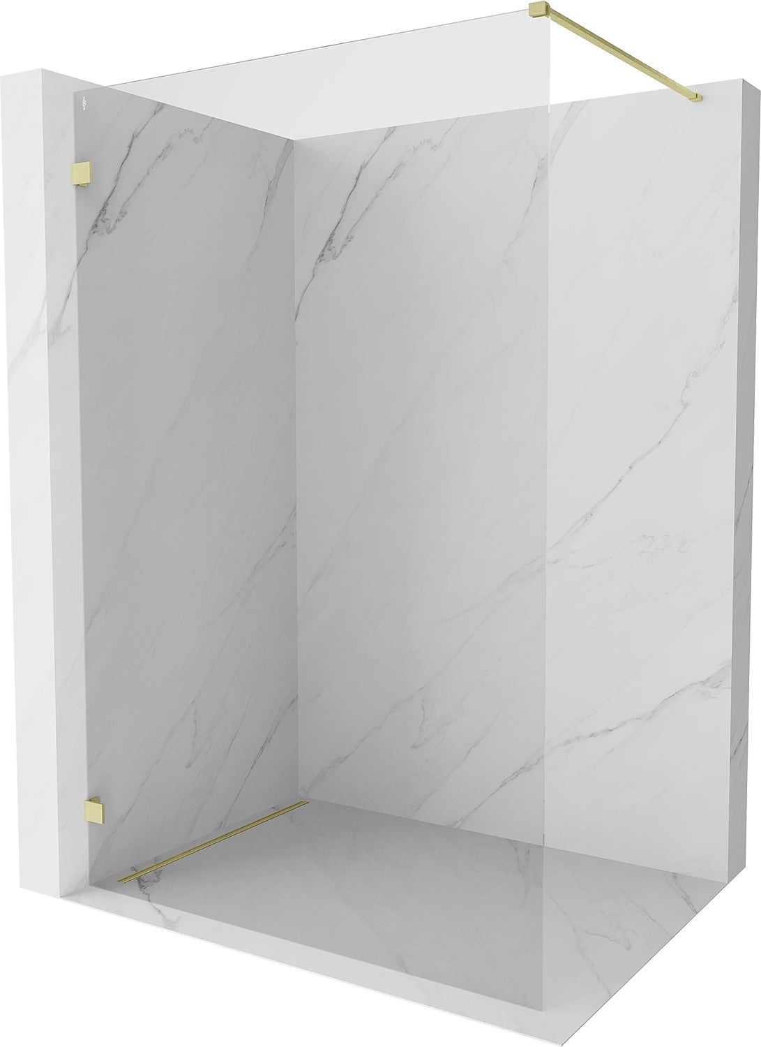 Mexen Lunar ścianka prysznicowa Walk-in lewa 120 x 200 cm, transparent 8 mm, złota szczotkowana - 830-120-000-55-00-L