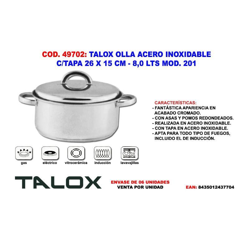 Pentola In Acciaio Inox 18/8 Con Coperchio 26 X 15 Cm - 8,0 Lt Modello 201 92897169