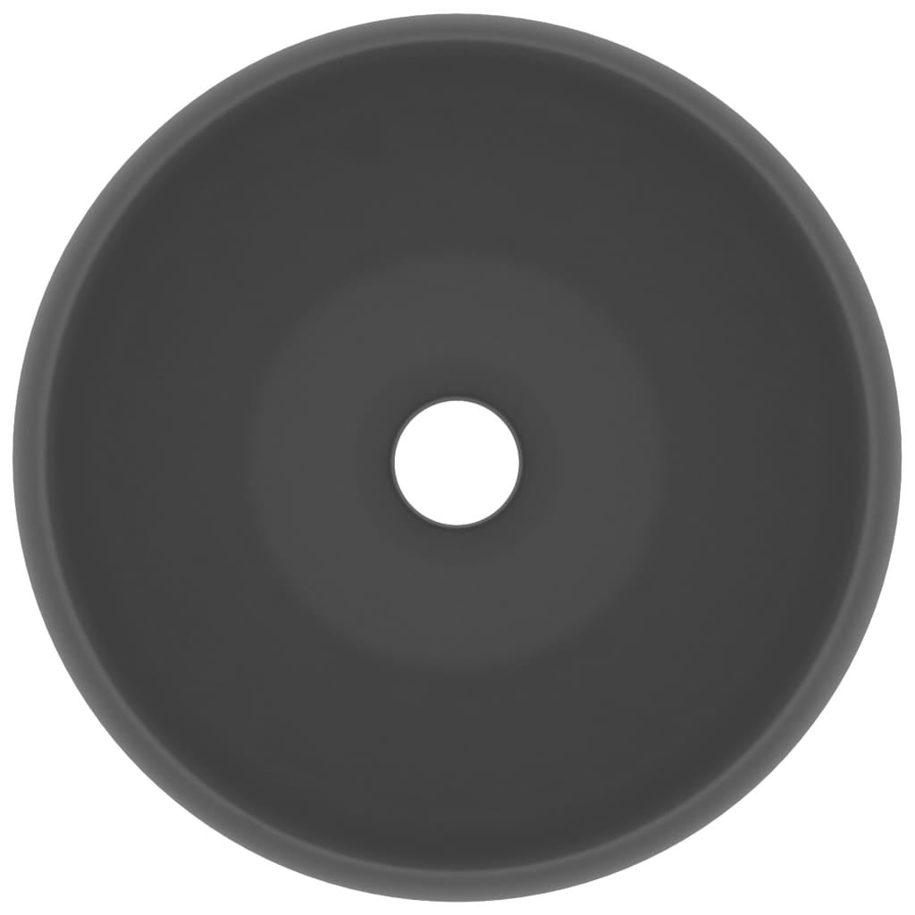 Lavabo rotondo di lusso 40 x 15 cm ceramica grigio scuro opaco 02_0002747 - 2