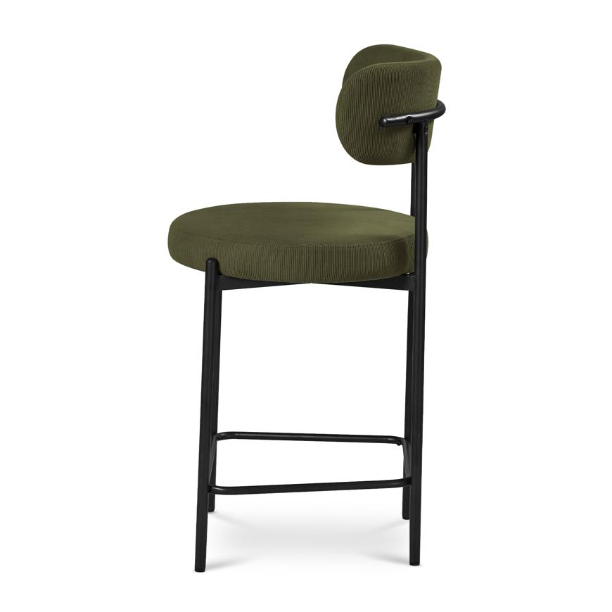 Lot de 2 tabourets de bar modernes IRIS velours côtelé kaki 65cm - 7