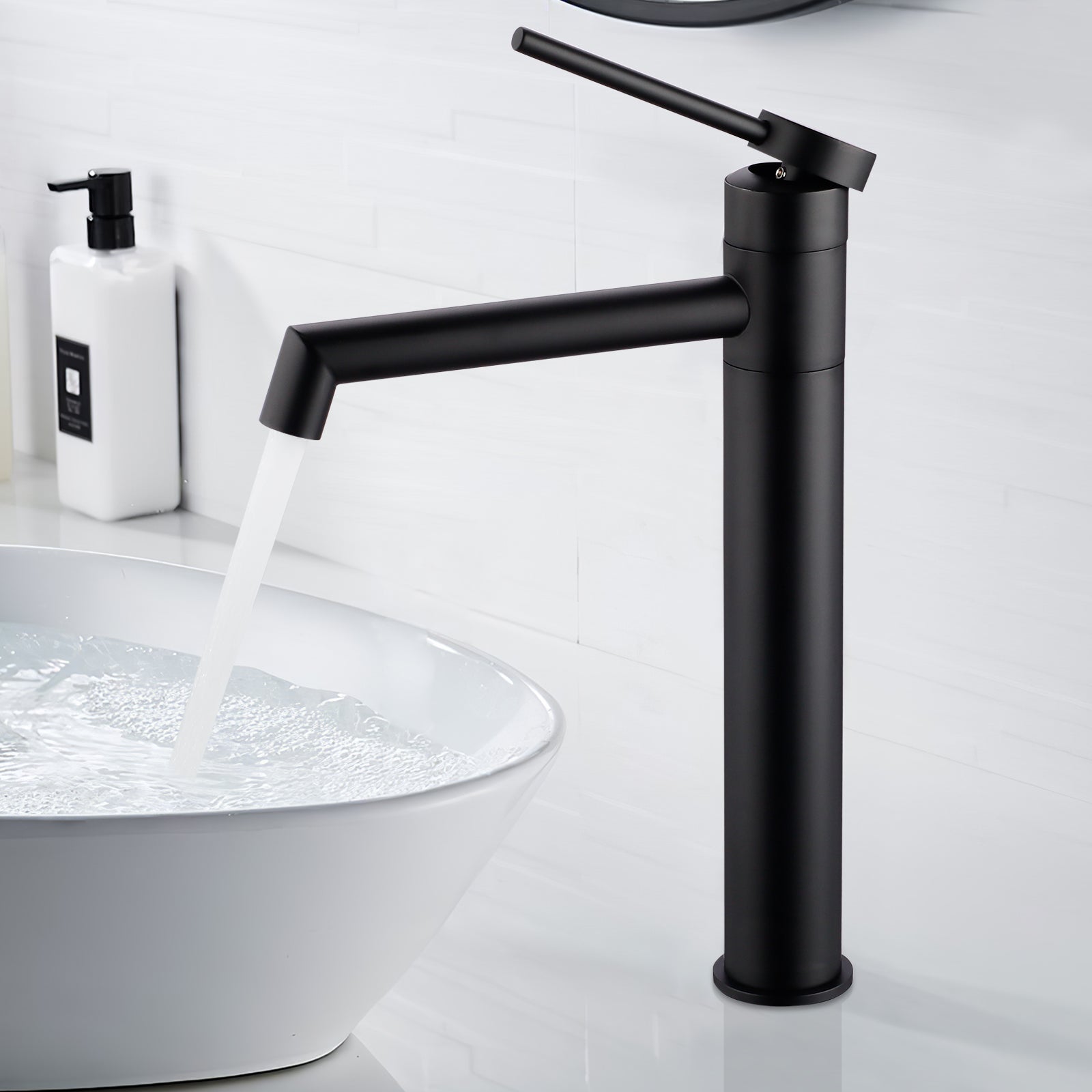 LOVHAUS Bateria Umywalkowa, Bateria Łazienkowa, Obrotowa o 360° Bateria Umywalkowa Nablatowa z Wylewką o Wysokości 210 mm