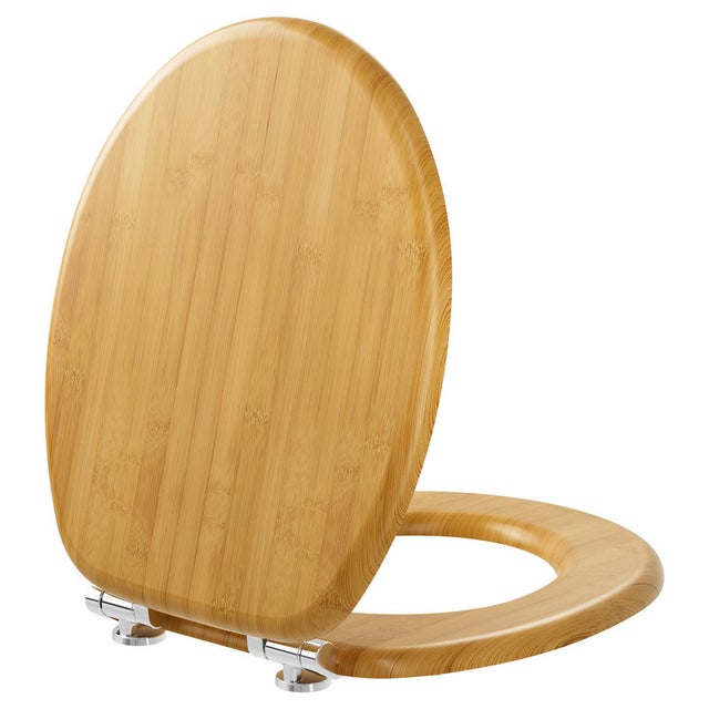 Abattant WC Forme O amovible Abattant de toilette en bois Siège de toilette frein de chute Lunette WC 44×37.4cm