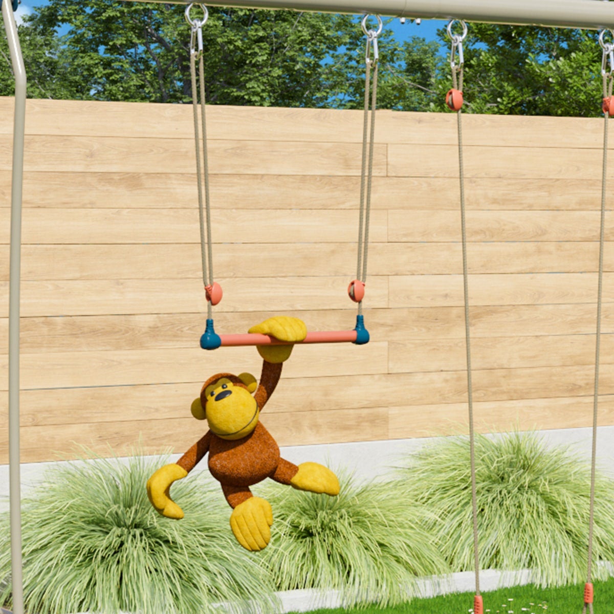 Trapèze métal bleu/corail TRIGANO pour portique 2,00 / 2,50 m. - 2