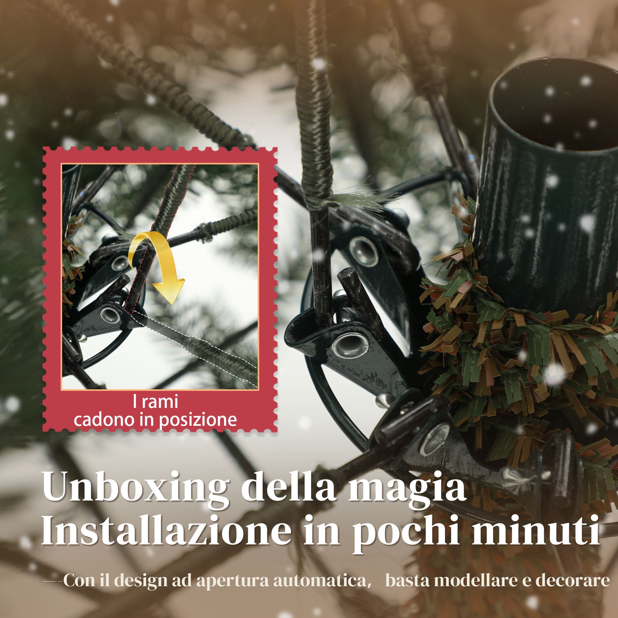 HOMCOM Albero di Natale Artificiale da 210 cm con Rami a Cerniera e Base in Metallo Pieghevole, Verde - 6