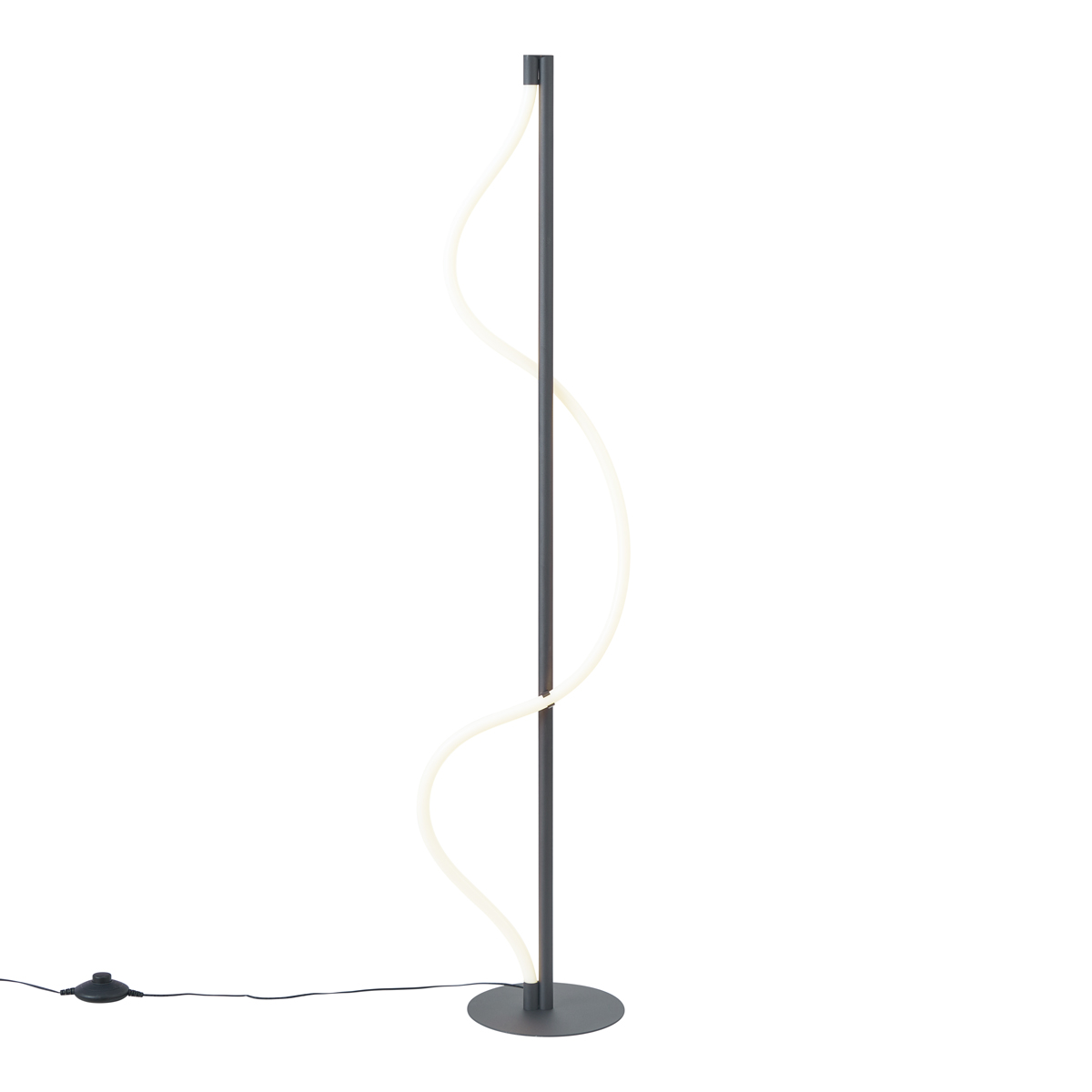 Qazqa moderne lampadaire - Twirl - noir, rond, led intégrée 22w incluse ...