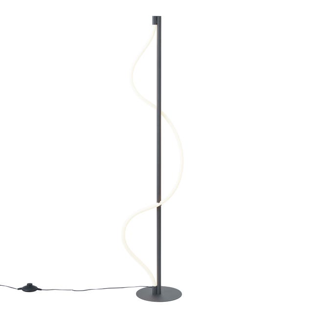 Qazqa moderne lampadaire - Twirl - noir, rond, led intégrée 22w incluse ...