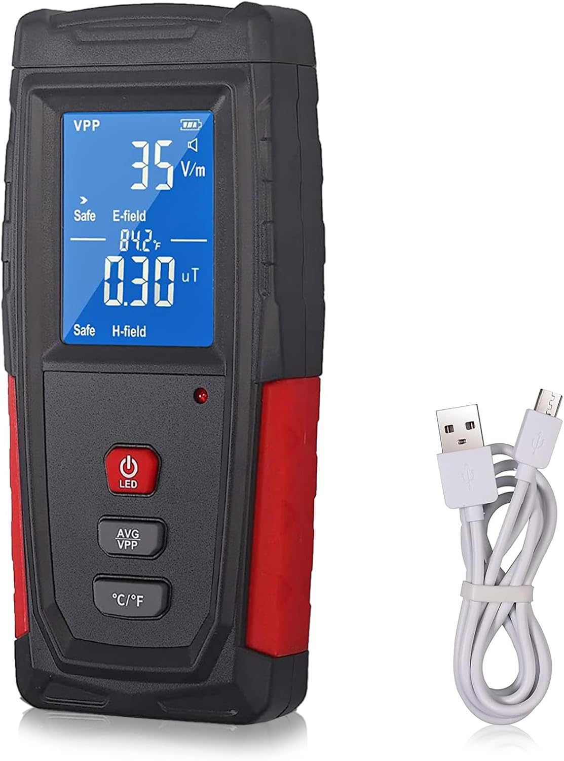 Miernik detektora promieniowania elektromagnetycznego Wyświetlacz LCD Wbudowana bateria litowo-jonowa z kablem ładującym USB