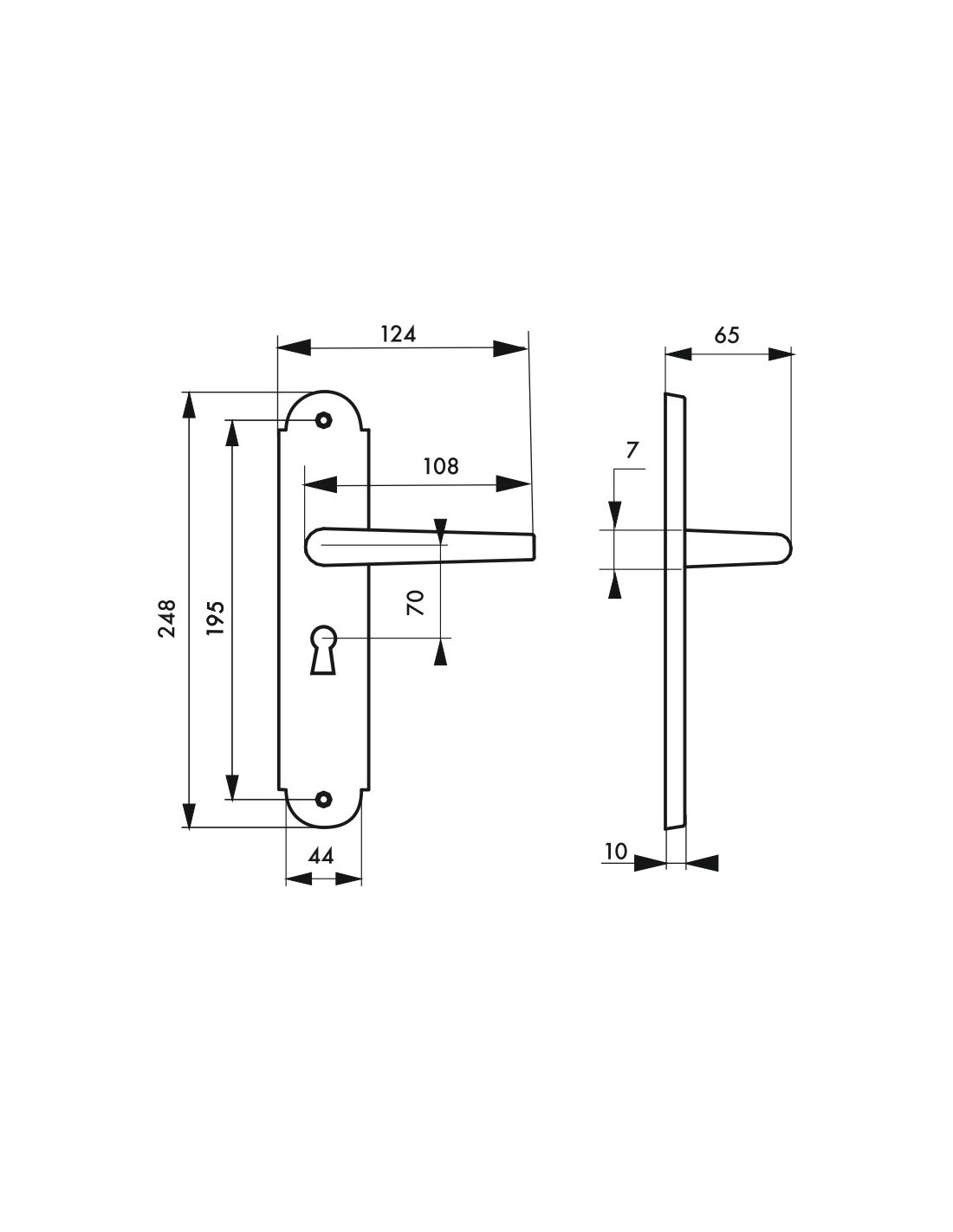 THIRARD - Ensemble de poignées pour porte de chambre Arthemis trou de clé, carré 7mm, entr'axes 195mm, laiton patiné - THIRARD - 2
